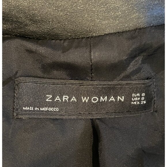 Zara Black Genuine Leather Aztec Southwestern Tapestry Boho Moto Zip Jacket - Picture 12 of 15